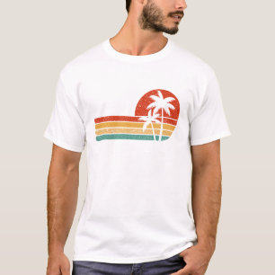Camiseta Palmeiras do Pôr do Sol Retrô Praia Vintage