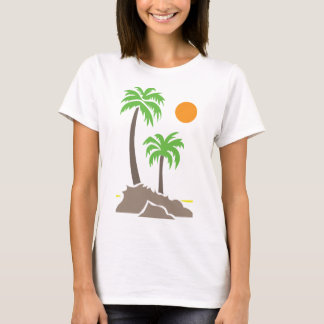 Camiseta Palmeiras tropicais com sol em uma pequena ilha is