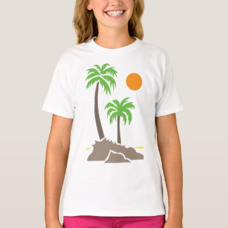 Camiseta Palmeiras tropicais com sol em uma pequena ilha is
