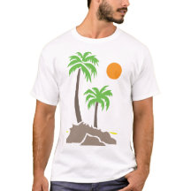 Palmeiras tropicais com sol em uma pequena ilha is
