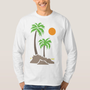 Camiseta Palmeiras tropicais com sol em uma pequena ilha is