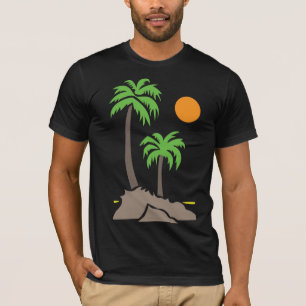Camiseta Palmeiras tropicais com sol em uma pequena ilha is