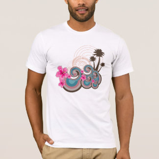 Camiseta Palmeiras tropicais da praia do hibiscus do rosa