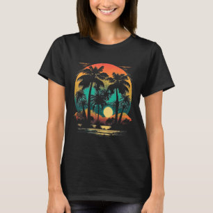Camiseta Palmeiras Tropicais de Férias Sunset de Praia — Ve