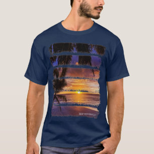 Camiseta Palmeiras tropicais de praia sunset, areia oceânic