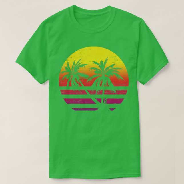 Camiseta Palmeiras tropicais Ilha Sunset Beach Sum (Frente do Design)
