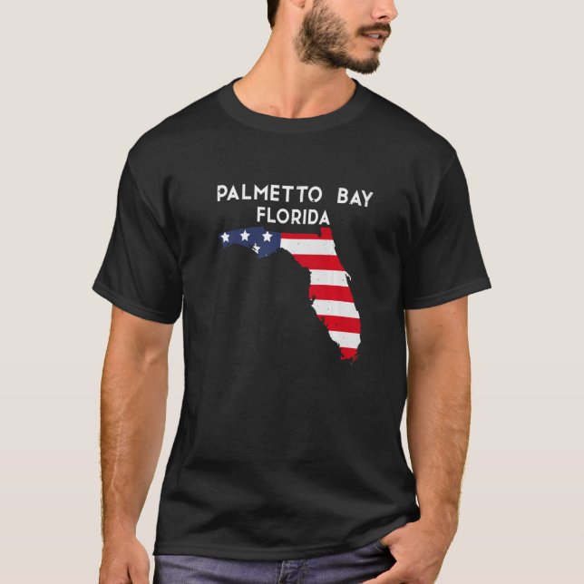 Camiseta Palmetto Bay Florida EUA State America Viagem Flor (Frente)