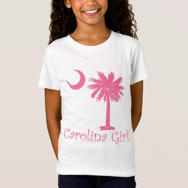 Camiseta Palmetto cor-de-rosa da menina de Carolina (Frente)