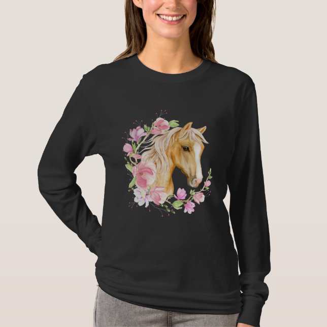 Camiseta Palomino Horse Magnolias Horse  Blonde Horse Flora (Frente)