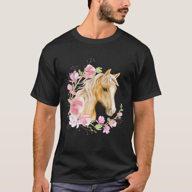 Camiseta Palomino Horse Magnolias Horse  Blonde Horse Flora (Frente)