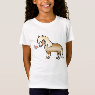 Camiseta Palomino Shetland Pony e Coração Rosa Mostrando Am