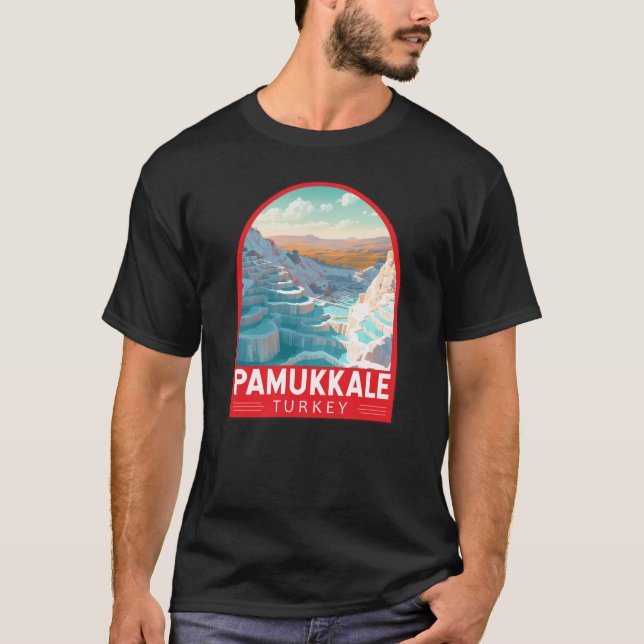 Camiseta Pamukkale Turkey Viagem Art Vintage (Frente)