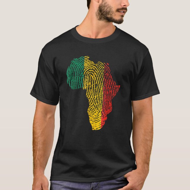Camiseta Pan African Flag Fingerprint Black History Month P (Frente)