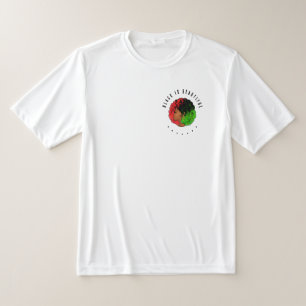 Camiseta Pan-africana menina mulher negra verde vermelho or