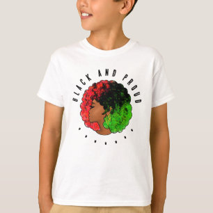 Camiseta Pan-africana menina mulher negra verde vermelho or
