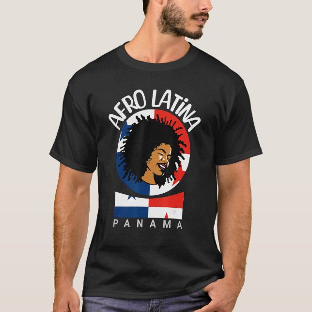 Camiseta Panamá Afro Latina - Bandeira Panamenha, Preto E A (Frente)
