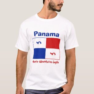 Camiseta Panamá Banner + Mapa + Texto T-Shirt