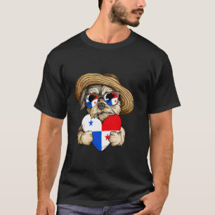 Camiseta Panamá Cachorro Fofo Coração Raízes Panamenhas Pan