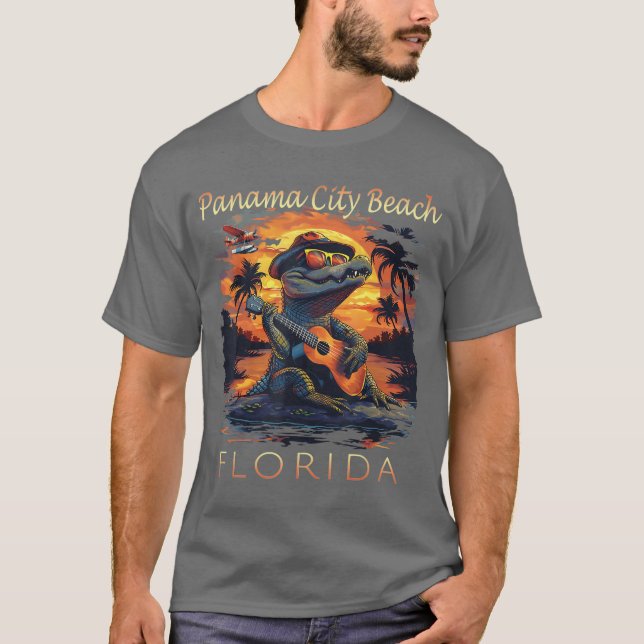 Camiseta Panama City Beach Florida Vacation Cute Alligator (Frente)
