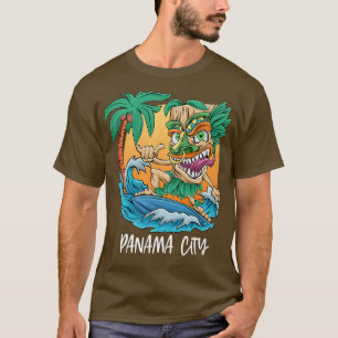 Camiseta Panama City Florida Palm Tree Surfing Beach Vacati