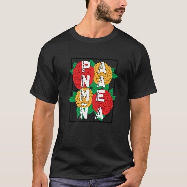 Camiseta Panameña Heritage Flower Cultural Tradicional (Frente)