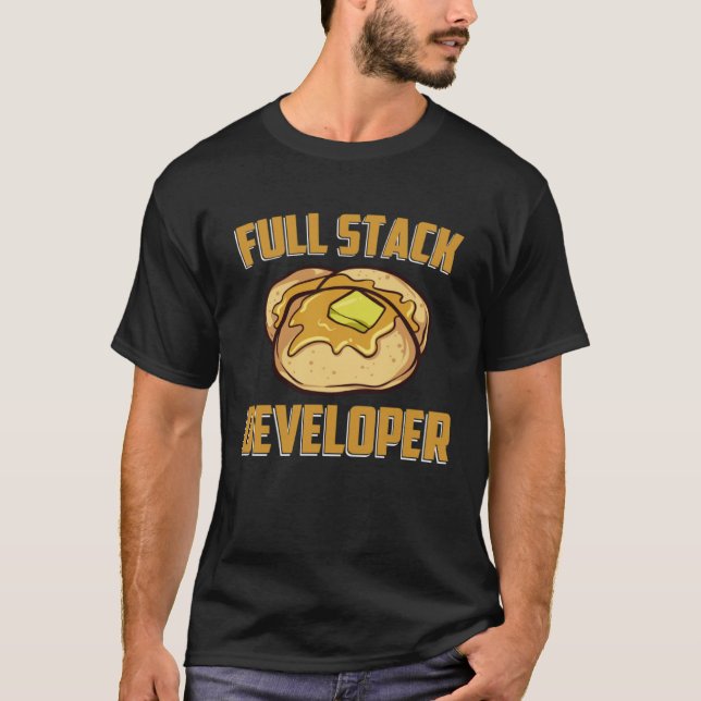 Camiseta Pancake de Codificação do Computador do Desenvolve (Frente)