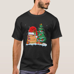 Camiseta Pancake de Natal Vestindo Santa Hat