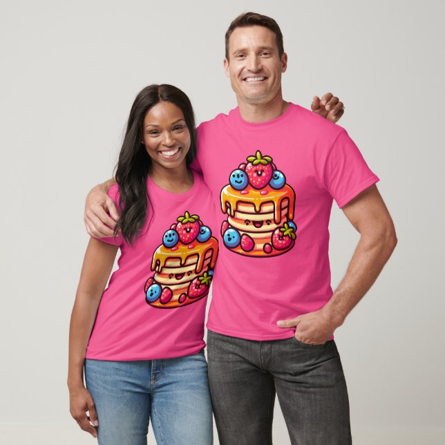 Camiseta Pancake Sorrindo com Berries e Xarope (Unissex)