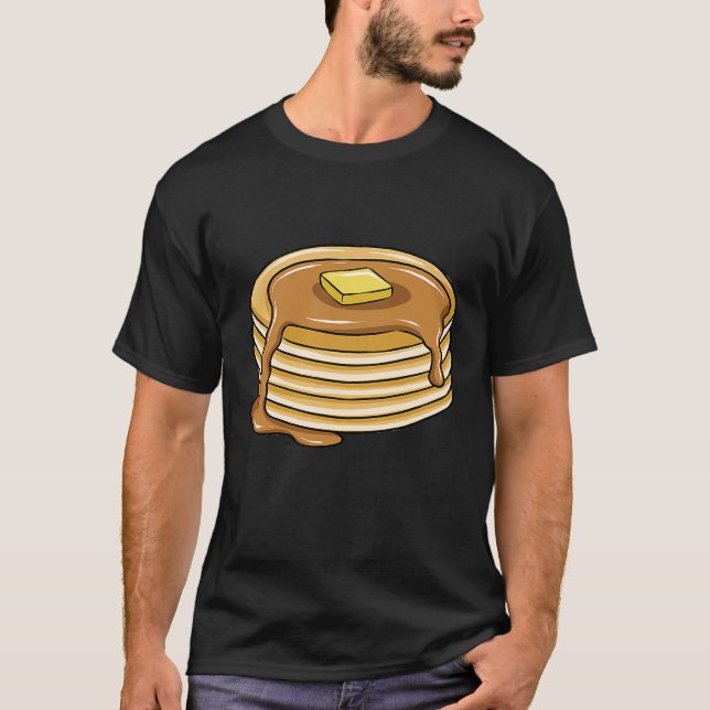 Camiseta Pancake Stack Com Pancakes De Xarope De Mapeamento (Frente)