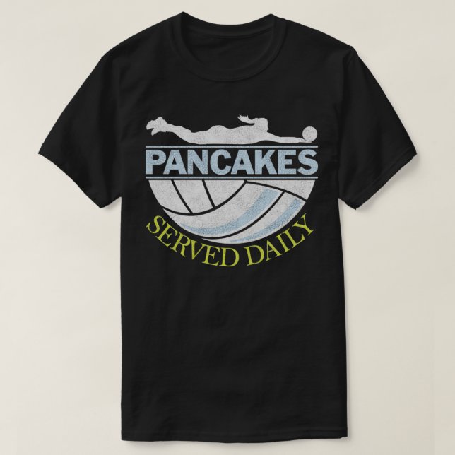 Camiseta Pancakes Servidos Diários de Voleibol (Frente do Design)