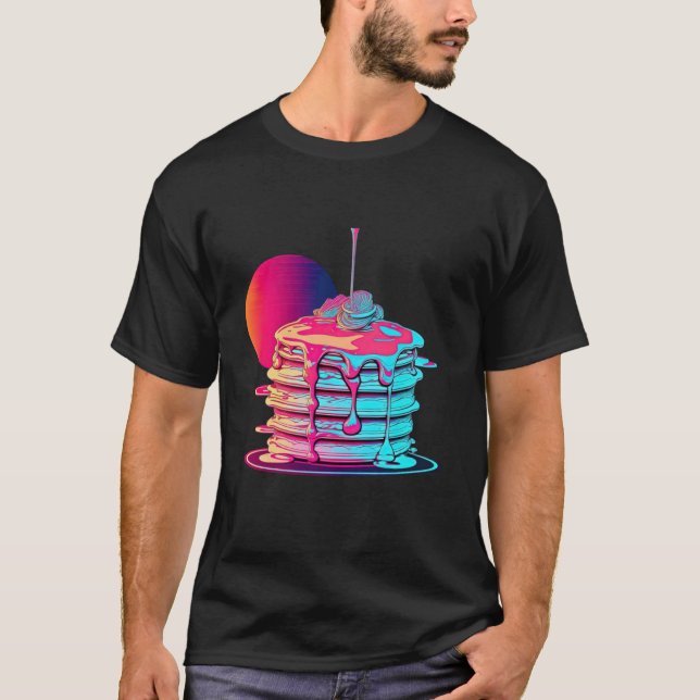 Camiseta Pancakes Synthwave 80s Retrowave Aesthetic  1 (Frente)