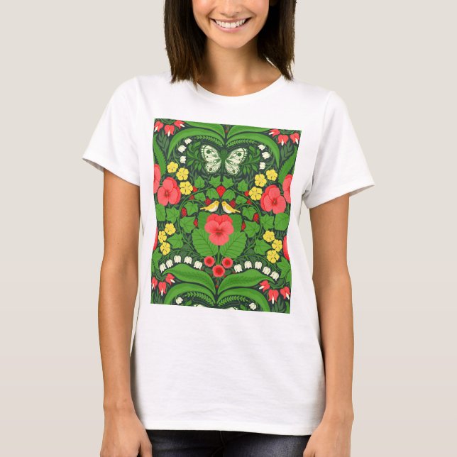 Camiseta Pancas, aves e borboletas vermelhas (Frente)