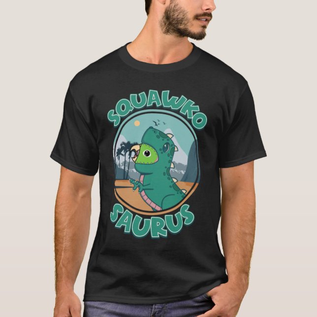 Camiseta Pancete Verde do Squawkosaurus Rex (Frente)