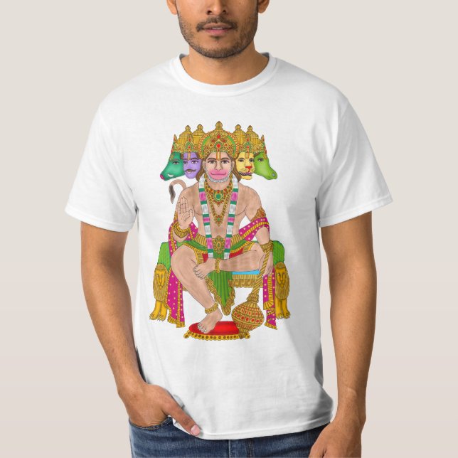Camiseta Panchmukhi Hanuman T-Shirt | Poderoso Senhor Hindu (Frente)