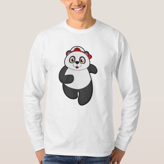 Camiseta Panda a Correr com Boné (Frente)