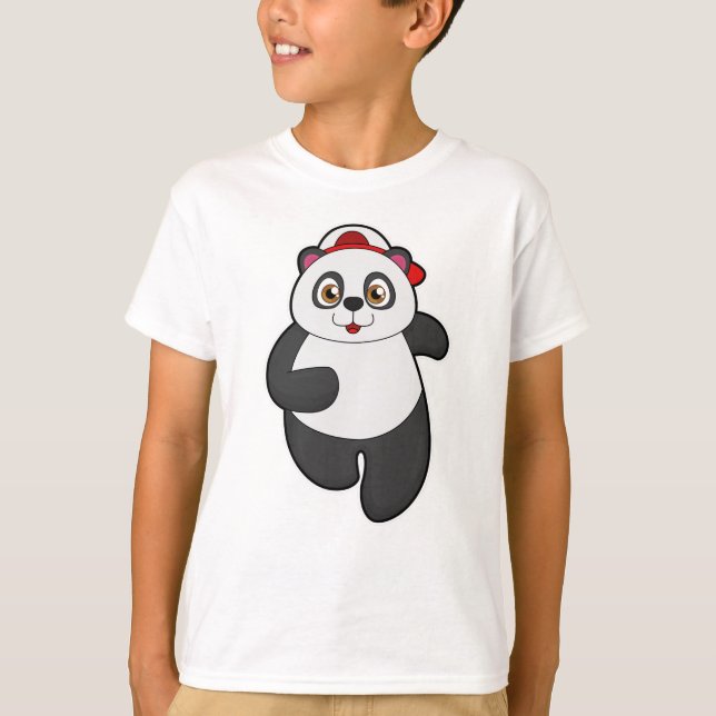 Camiseta Panda a Correr com Boné (Frente)