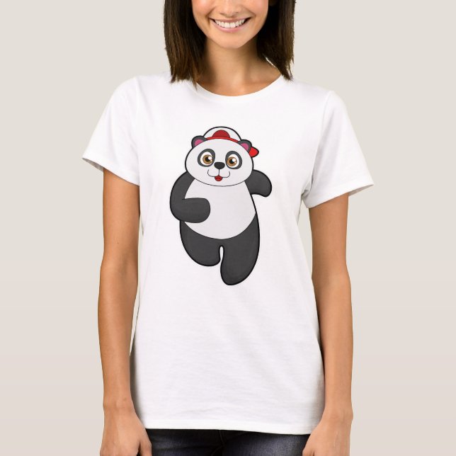 Camiseta Panda a Correr com Boné (Frente)