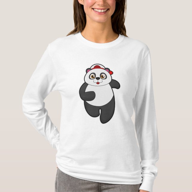 Camiseta Panda a Correr com Boné (Frente)