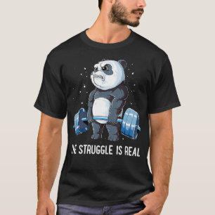 Camiseta Panda A Luta É Malhação De Levantamento De Peso Re