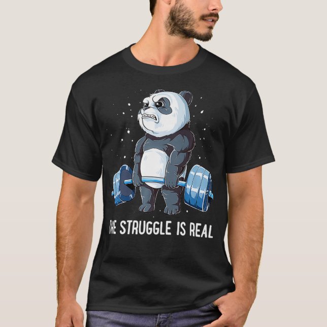 Camiseta Panda A Luta É Malhação De Levantamento De Peso Re (Frente)