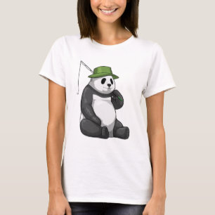 Camiseta Panda a pescar com cana de pesca