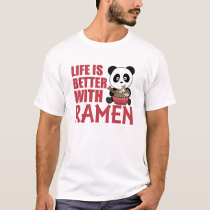 Camiseta Panda Acionada Por Ramen Sweet Kawaii Noodles Bear