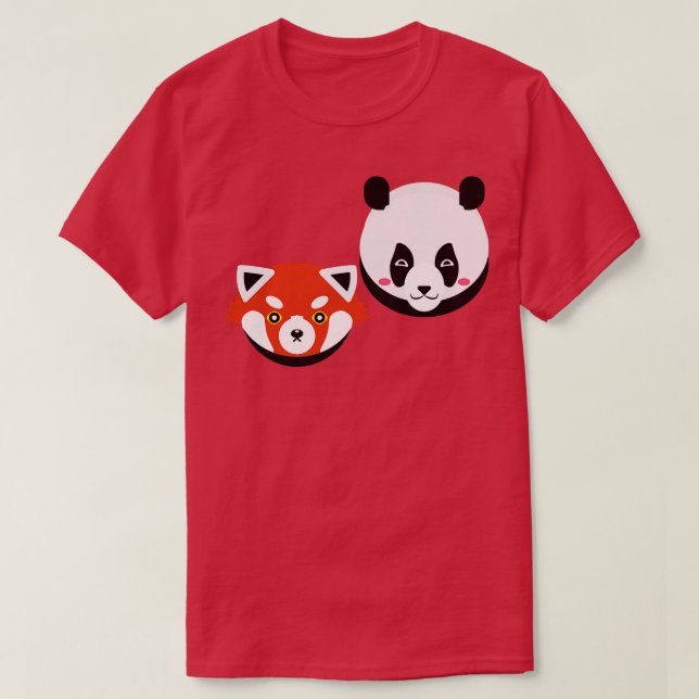 Camiseta Panda Adorável e Panda Vermelha 2 (Frente do Design)