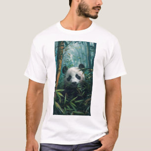 Camiseta Panda Adorável na Camisa-T da Floresta de Bambu