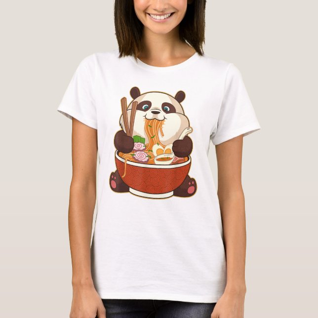 Camiseta PANDA ALIMENTADA POR RAMEN | Fat Panda Comendo Ram (Frente)