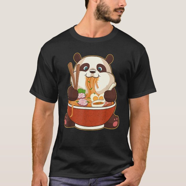 Camiseta PANDA ALIMENTADA POR RAMEN | Fat Panda Comendo Ram (Frente)