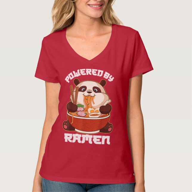 Camiseta PANDA ALIMENTADA POR RAMEN | Fat Panda Comendo Ram (Frente)
