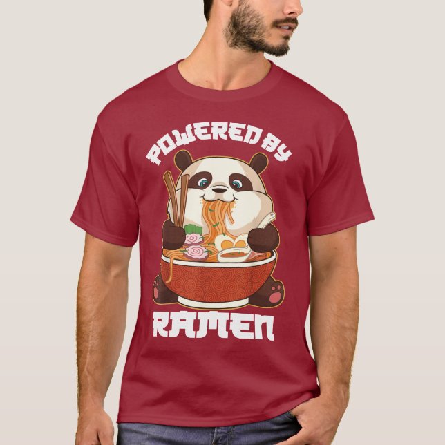 Camiseta PANDA ALIMENTADA POR RAMEN | Fat Panda Comendo Ram (Frente)