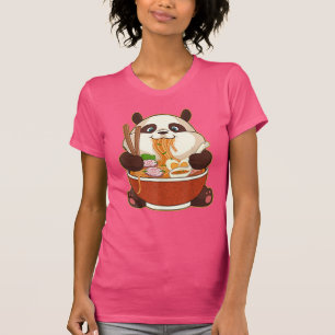 Camiseta PANDA ALIMENTADA POR RAMEN   Fat Panda Comendo Ram
