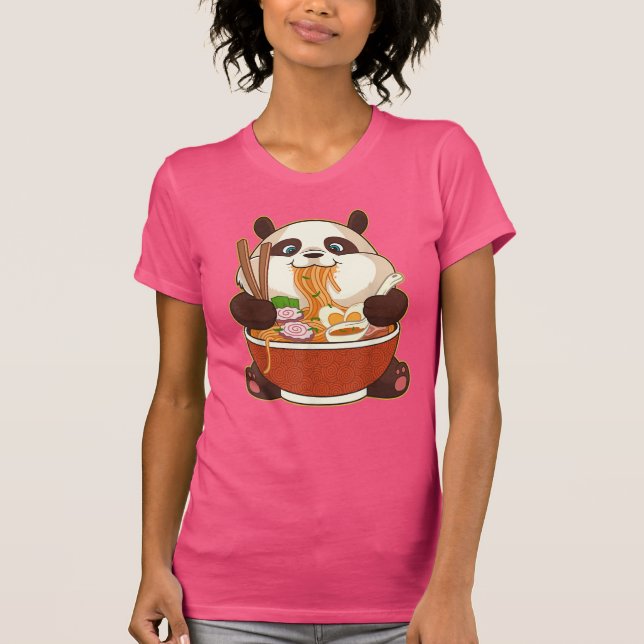 Camiseta PANDA ALIMENTADA POR RAMEN | Fat Panda Comendo Ram (Frente)